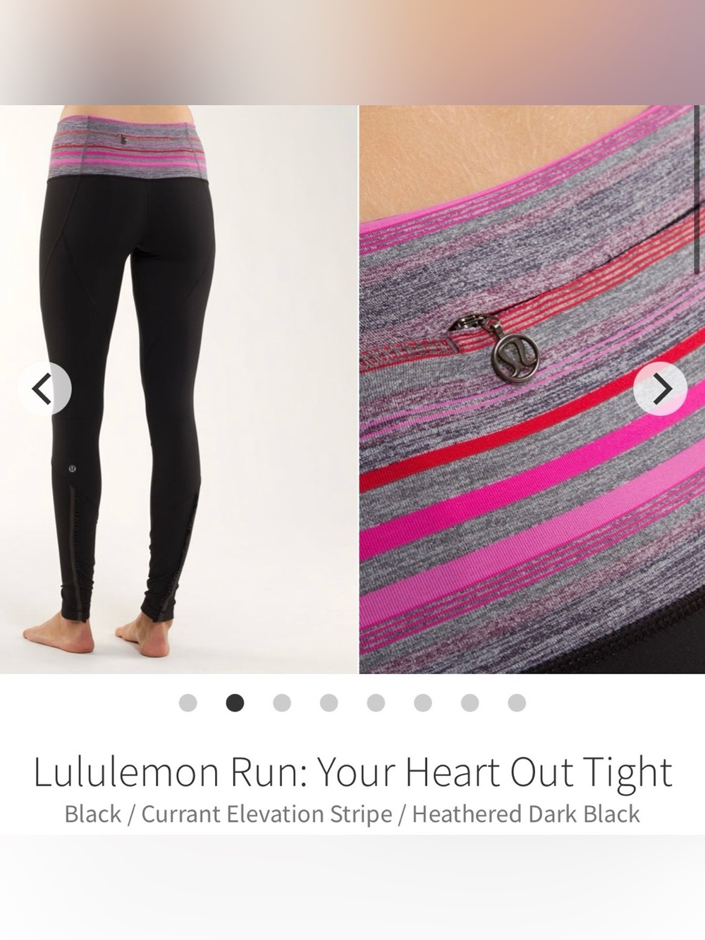 Lululemon Run Your Heart Out Tight - Black - Size 8